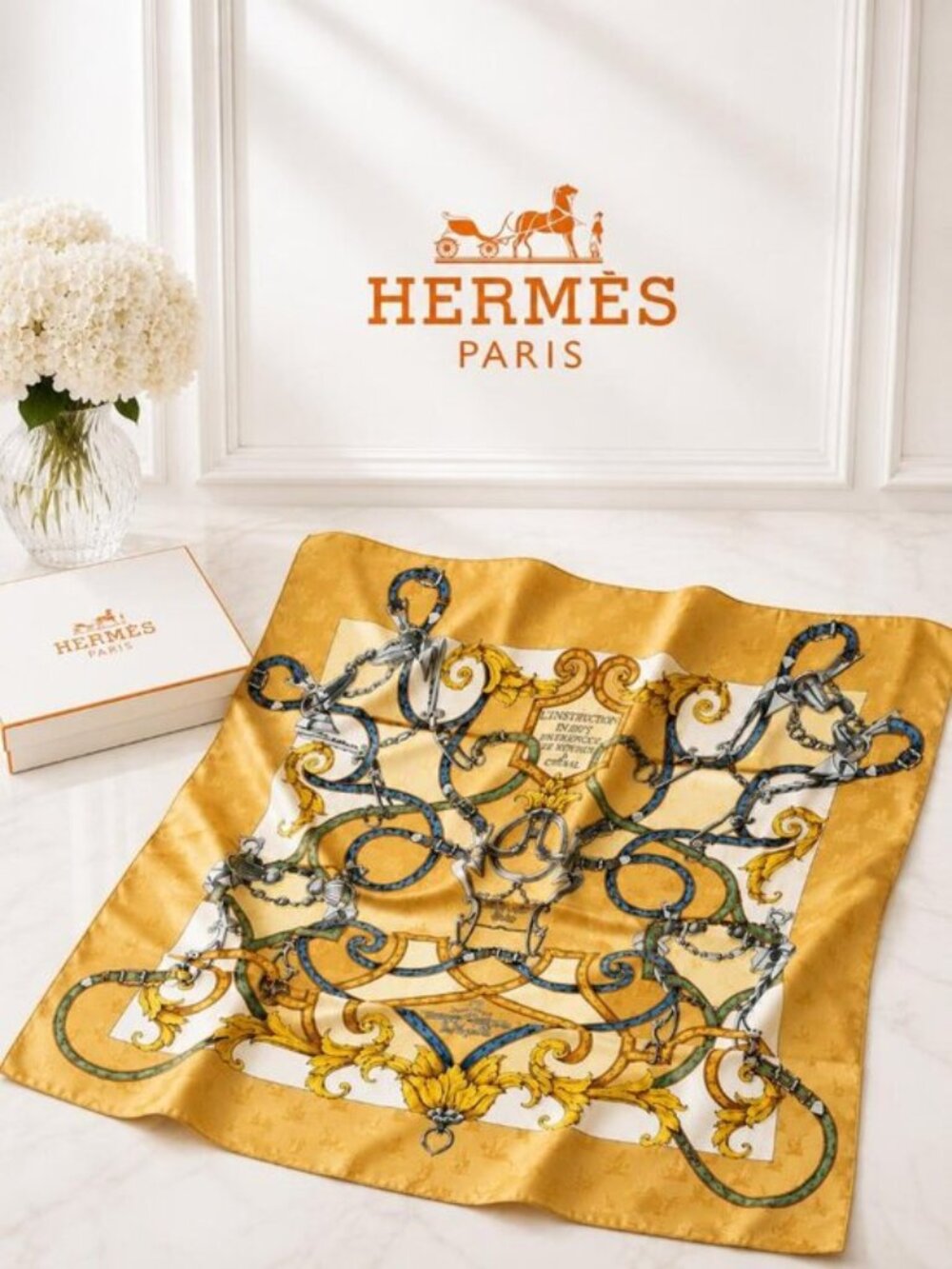 Authentic Hermès L’Instruction du Roy Carré 90 Silk Scarf - Picture 1 of 10